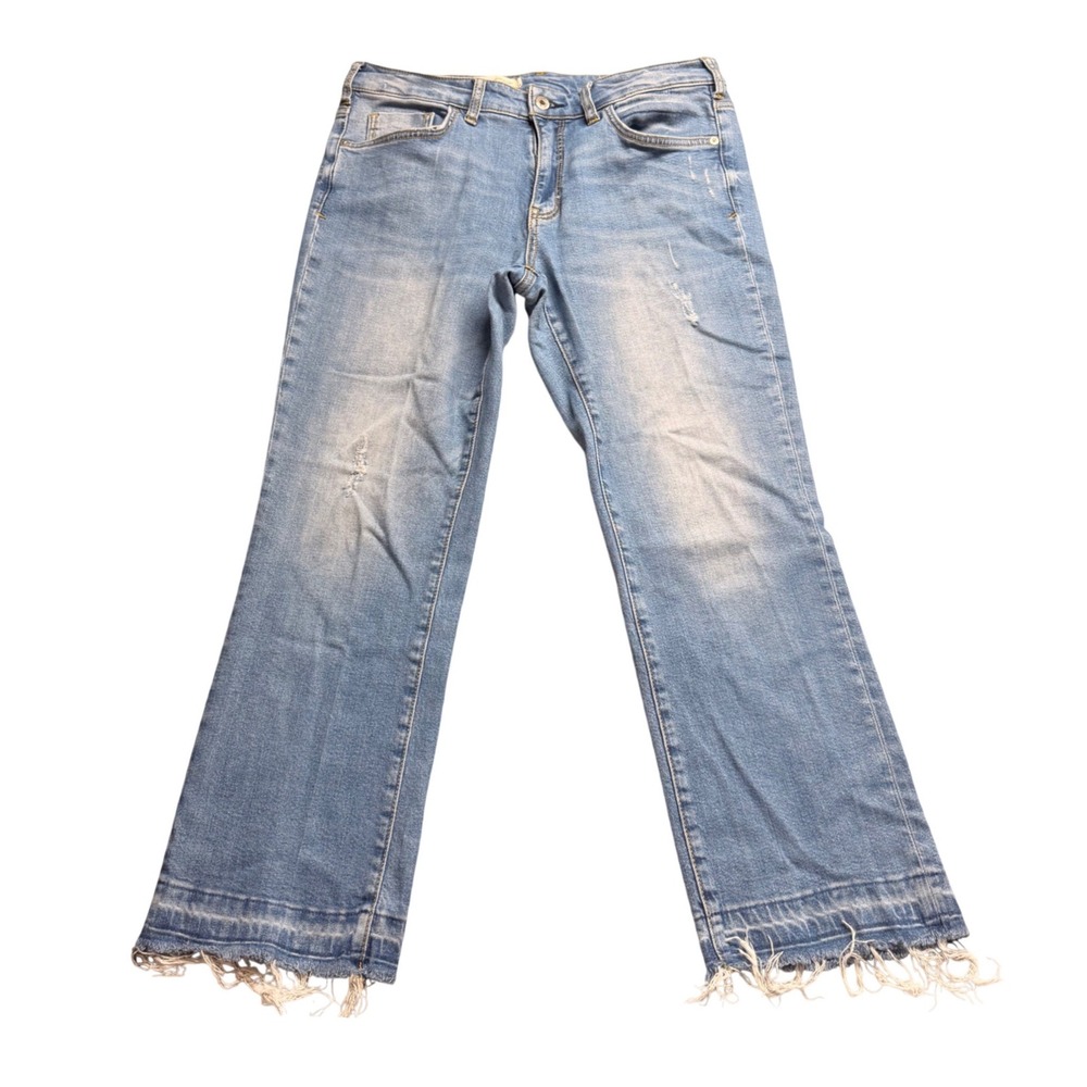 Pilcro and the Letterpress Light Wash Frayed Hem Distressed Jeans Size 31
